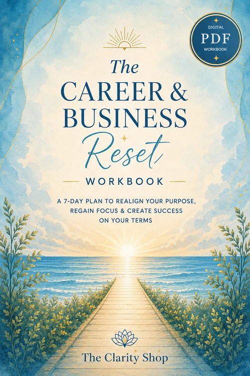 Cover of The Career & Business Reset, a digital workbook for focus and your next career move