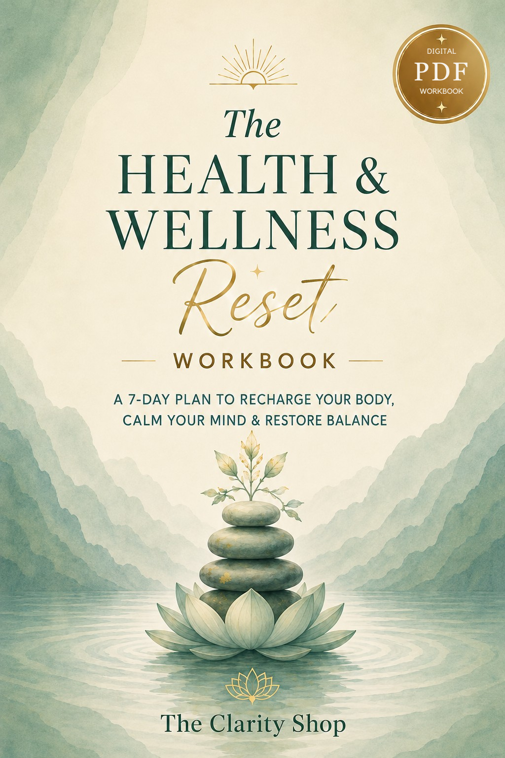 Cover of The Health & Wellness Reset, a digital workbook for gentle daily balance and better habits