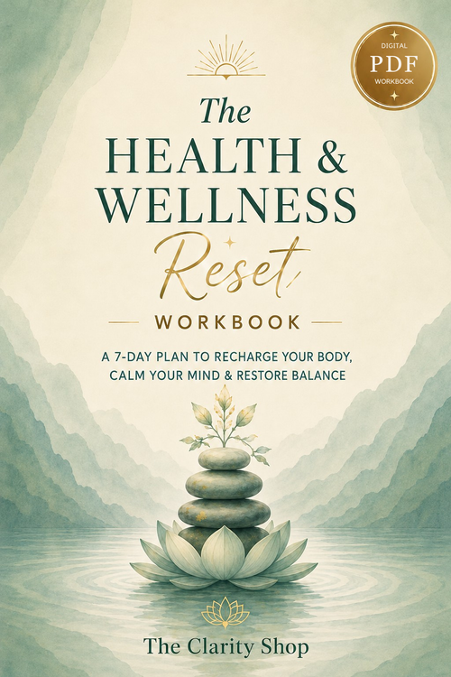 Cover of The Health & Wellness Reset, a digital workbook for gentle daily balance and better habits