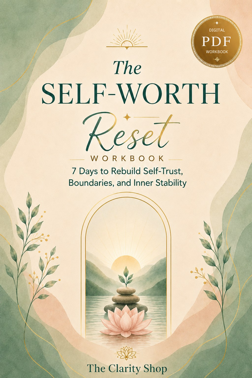 Cover of The Self-Worth Reset, a digital workbook for rebuilding self-trust and boundaries